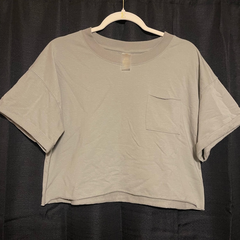 Gaiam Workout Crop Top, Size Large, Light Sage Green